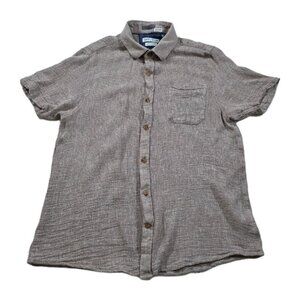 Tenth + Ocean Linen Blend Shirt Mens M Heathered Beige SS Lightweight Breathable